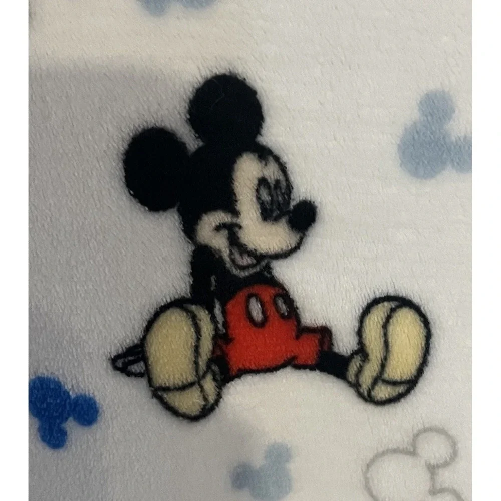 Disney Baby Classic Mickey Mouse Fleece Blanket White Blue Red 37x28 Soft Lovey